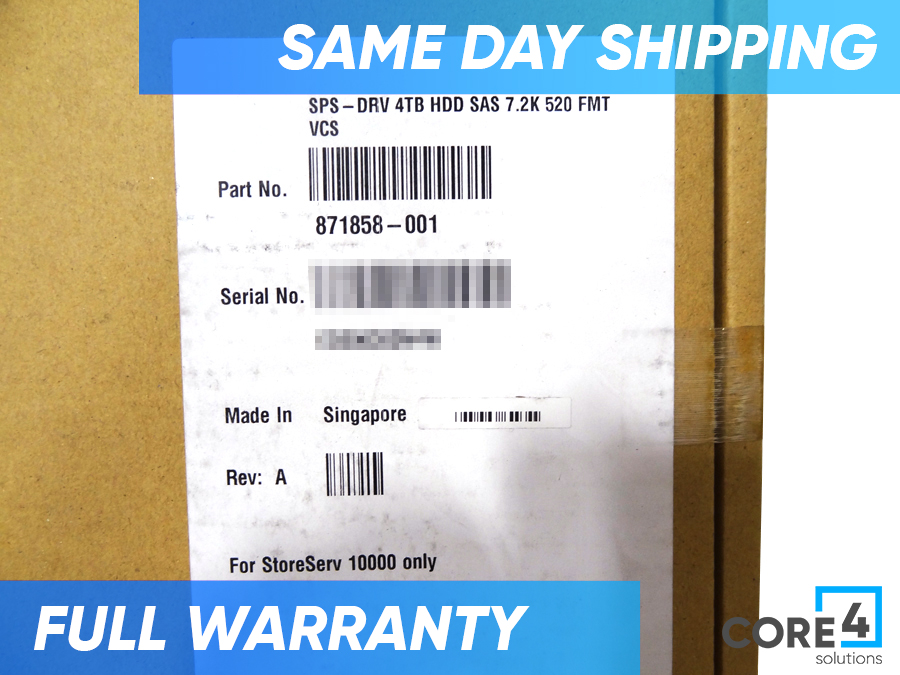 HP 871858-001 SPS-DRV 4TB HDD SAS 7.2K 520 FMT VCS *New Sealed*
