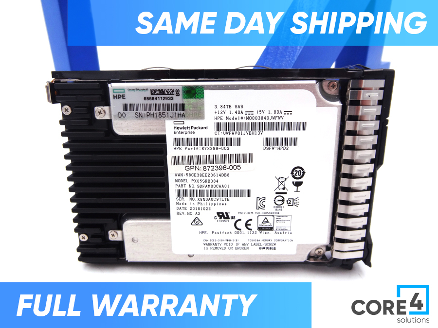 HP 872396-005 3.84TB 12G SAS SC SFF RI SSD - 872394-B21, 872434-001