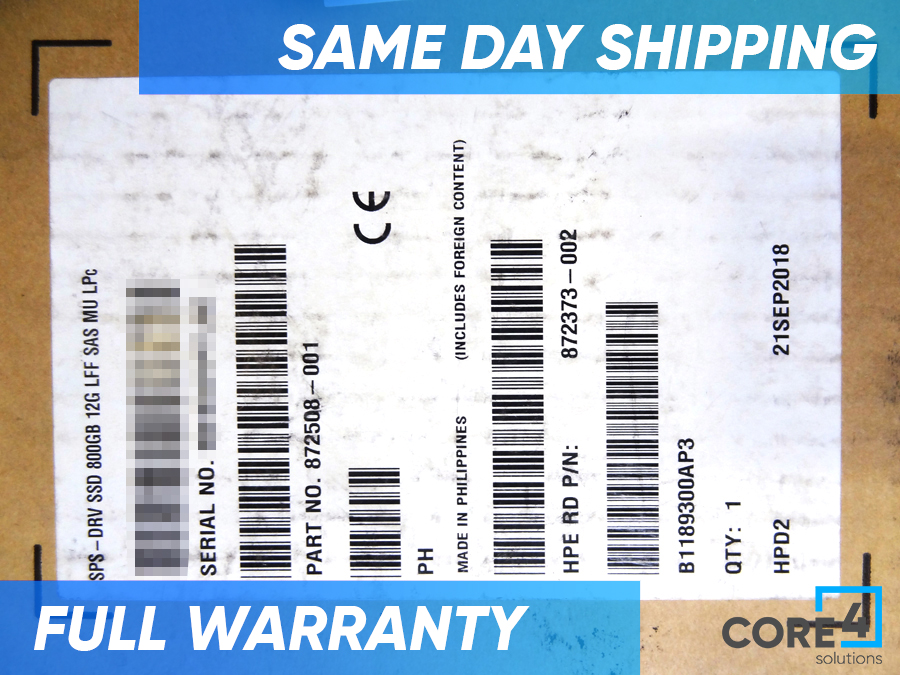 HP 872508-001 800GB SAS 12G MU LFF LP DS SSD *New Bulk* - 872380-B21 