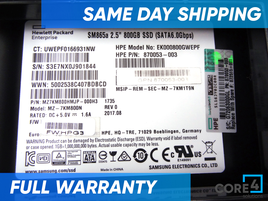 HP 872515-001 800GB 6G 3.5IN SATA SSD *New Bulk* - 872361-B21