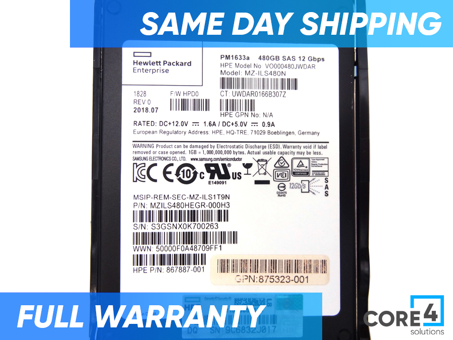 HP 875681-001 480GB SAS 12G RI SFF SSD - 875311-B21