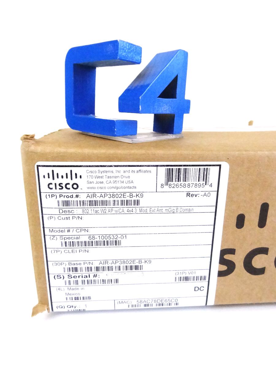 CISCO AIR-AP3802E-B-K9 802.11AC W2 AP W/CA; 4X4:3; MOD; EN