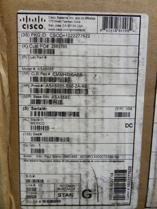 CISCO ASA5585-S60-2A-K8 ASA 5585-X W SSP60,6 GE,4 SFP+