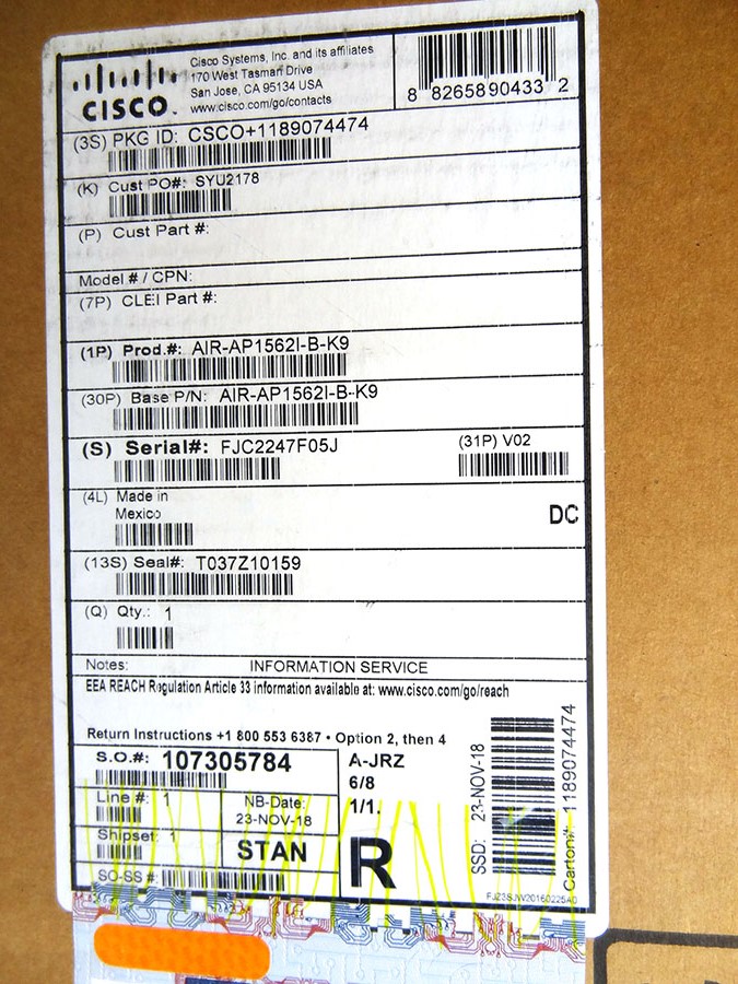 CISCO AIR-AP1562I-B-K9 802.11AC W2 LOW-PROFILE OUTDOOR AP. *New Sealed*