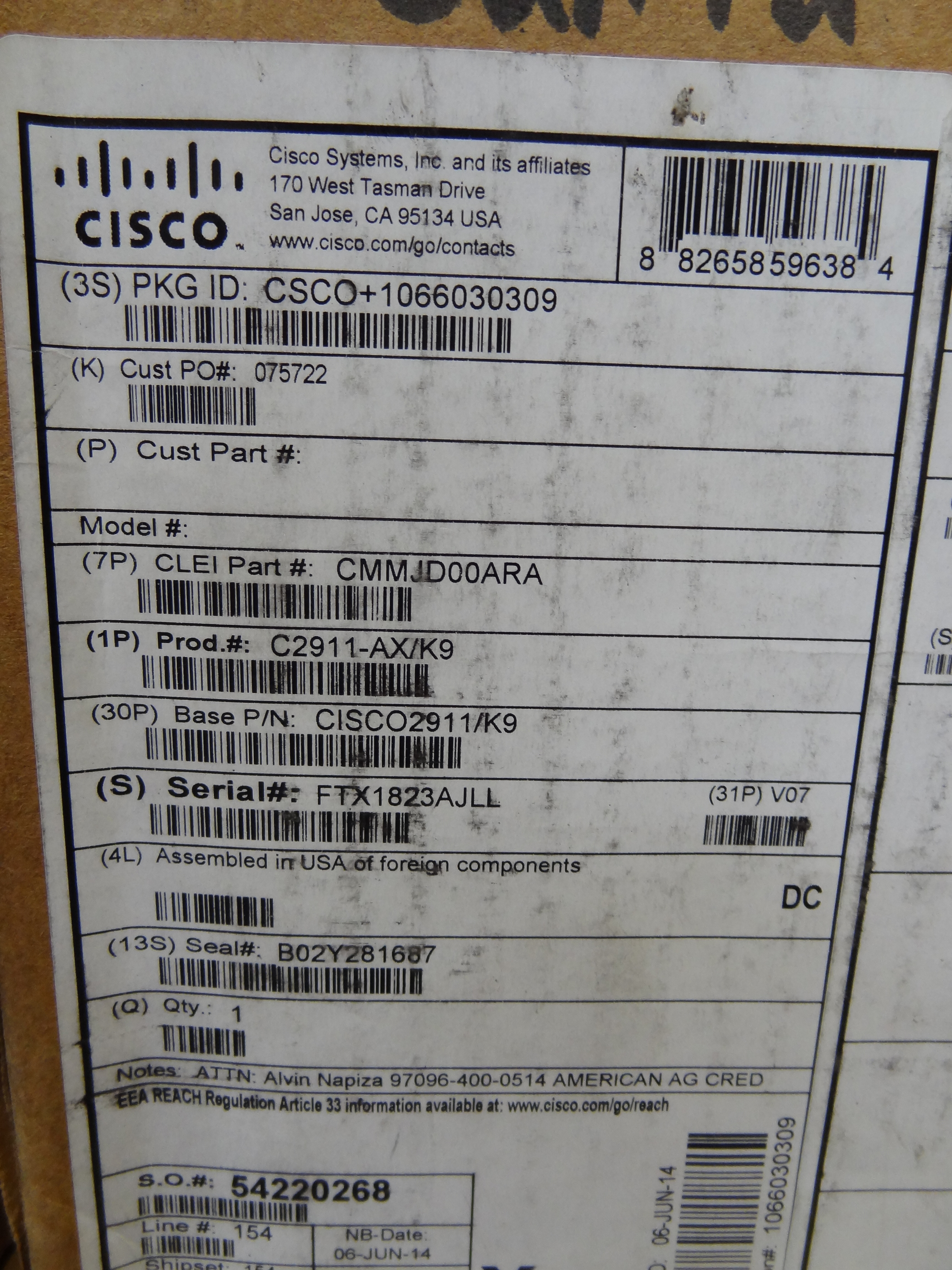 CISCO C2911-AX/K9 2911 AX BUNDLE W/ APP.SEC LIC *New Sealed* 