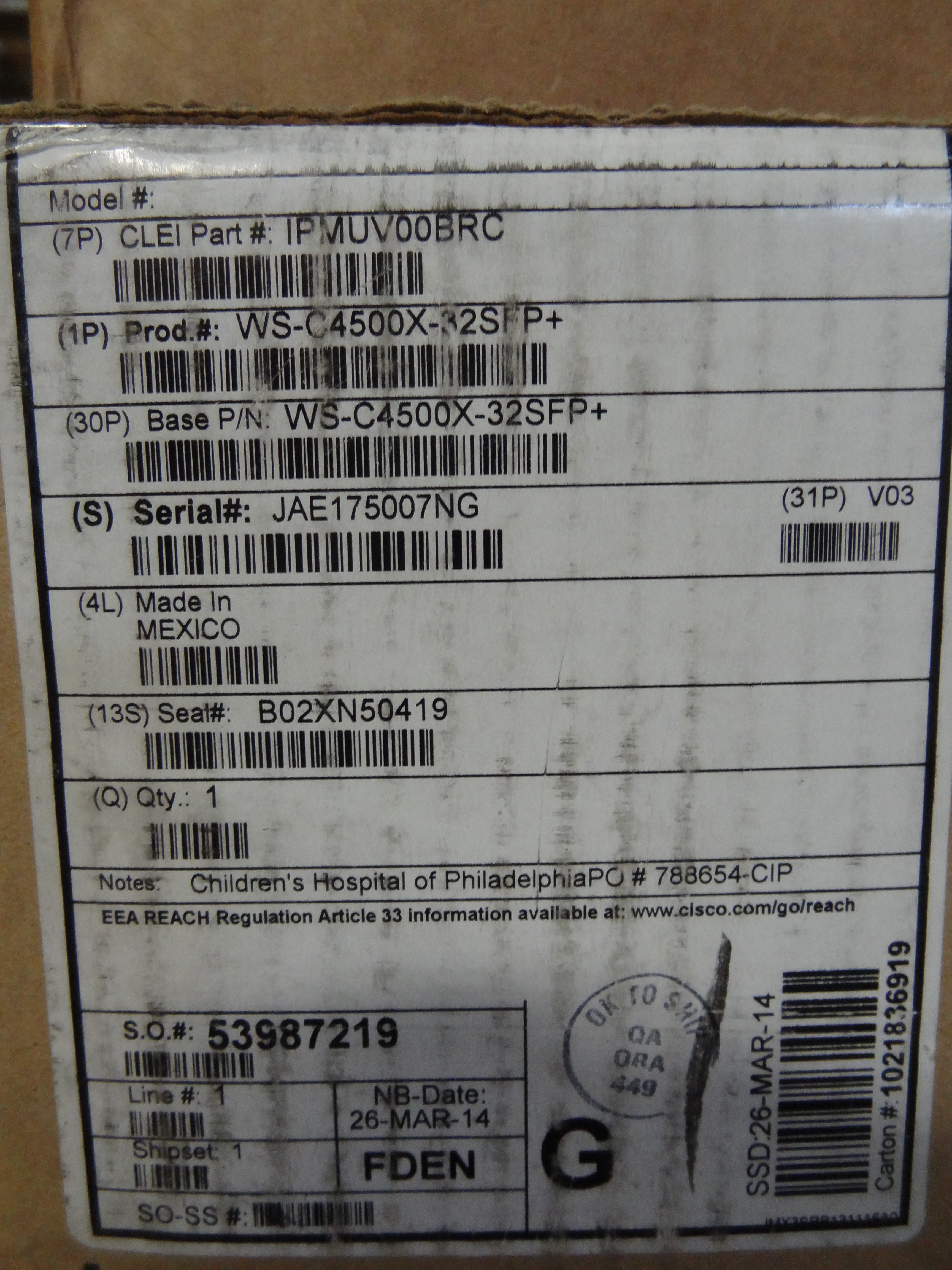 CISCO C4KX-PWR-750AC-R CAT4500-X 750W AC FRONT-TO-BACK POWER *New Open Box* 