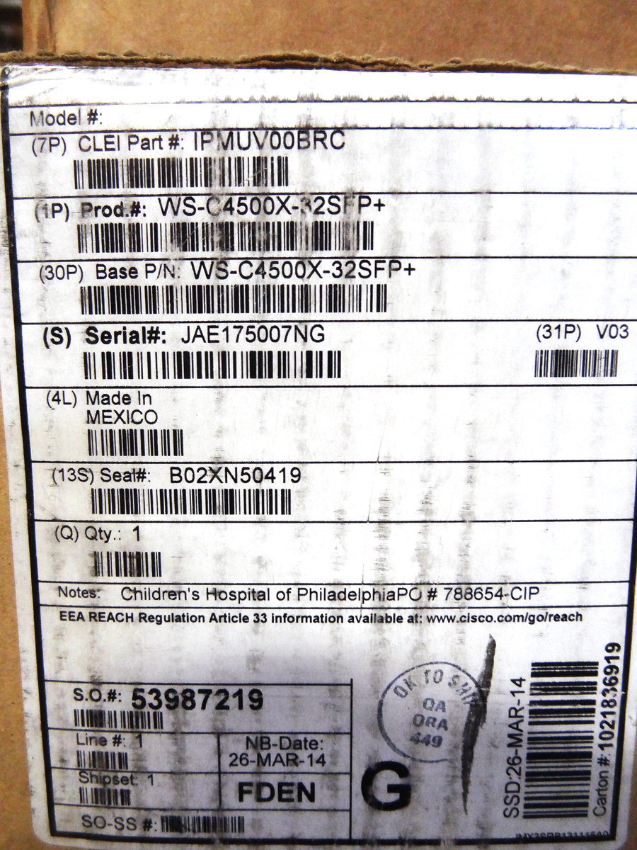 CISCO C4KX-PWR-750AC-R CAT4500-X 750W AC FRONT-TO-BACK POWER *New Open Box* 