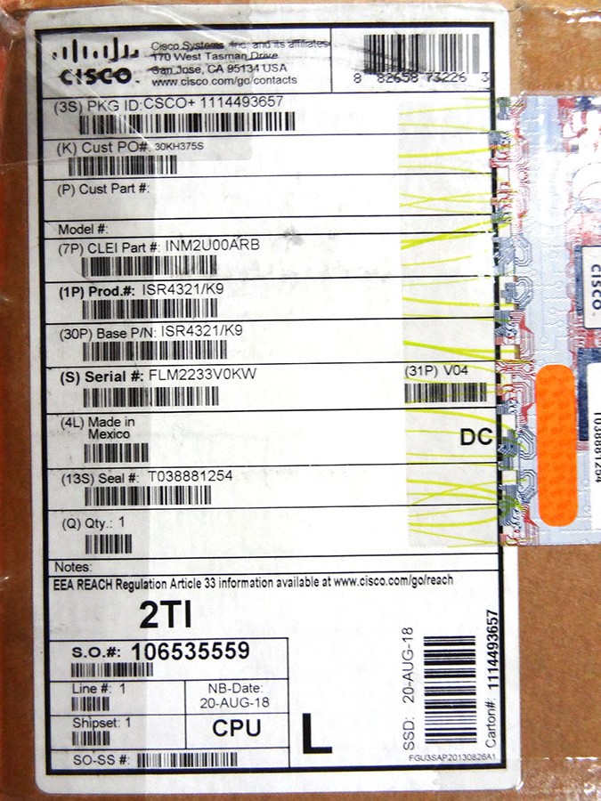 CISCO ISR4321/K9 ISR 4321 2GE 2NIM 4G FLASH 4G DRAM *New Open Box*