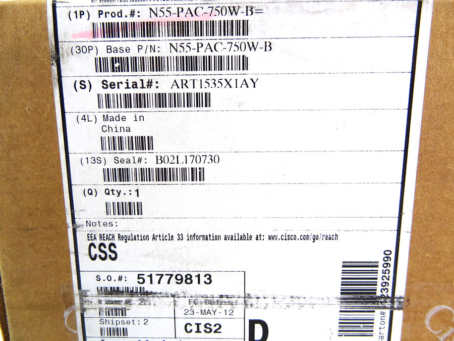CISCO N55-PAC-750W-B NEXUS 5500 750W AC POWER SUPPLY WIW *New Sealed*