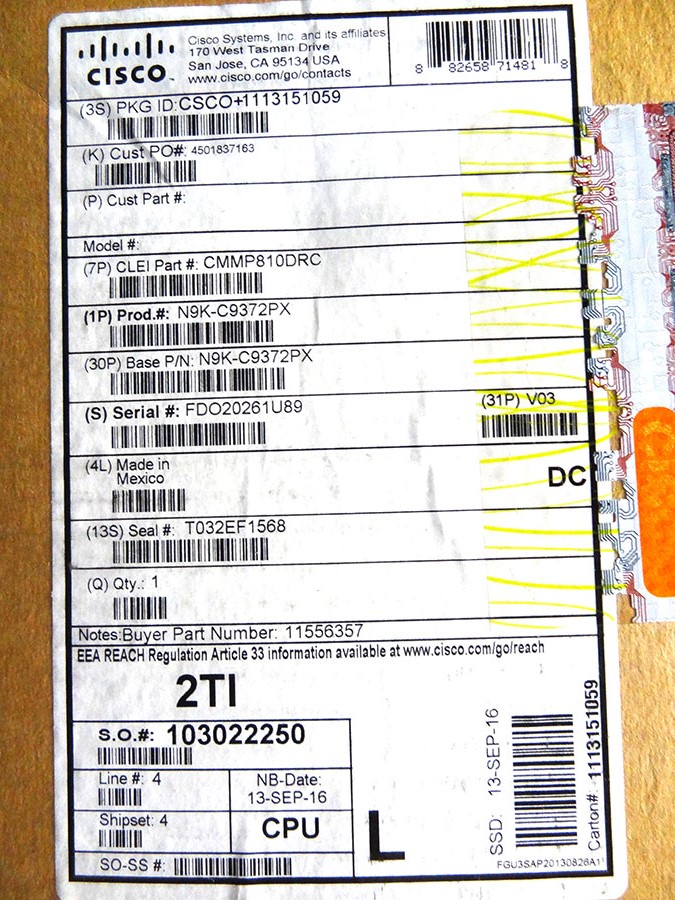 CISCO N9K-C9372PX NEXUS 9300 WITH 48P 10G SFP+ AND 6+ SWITCH *New Sealed*