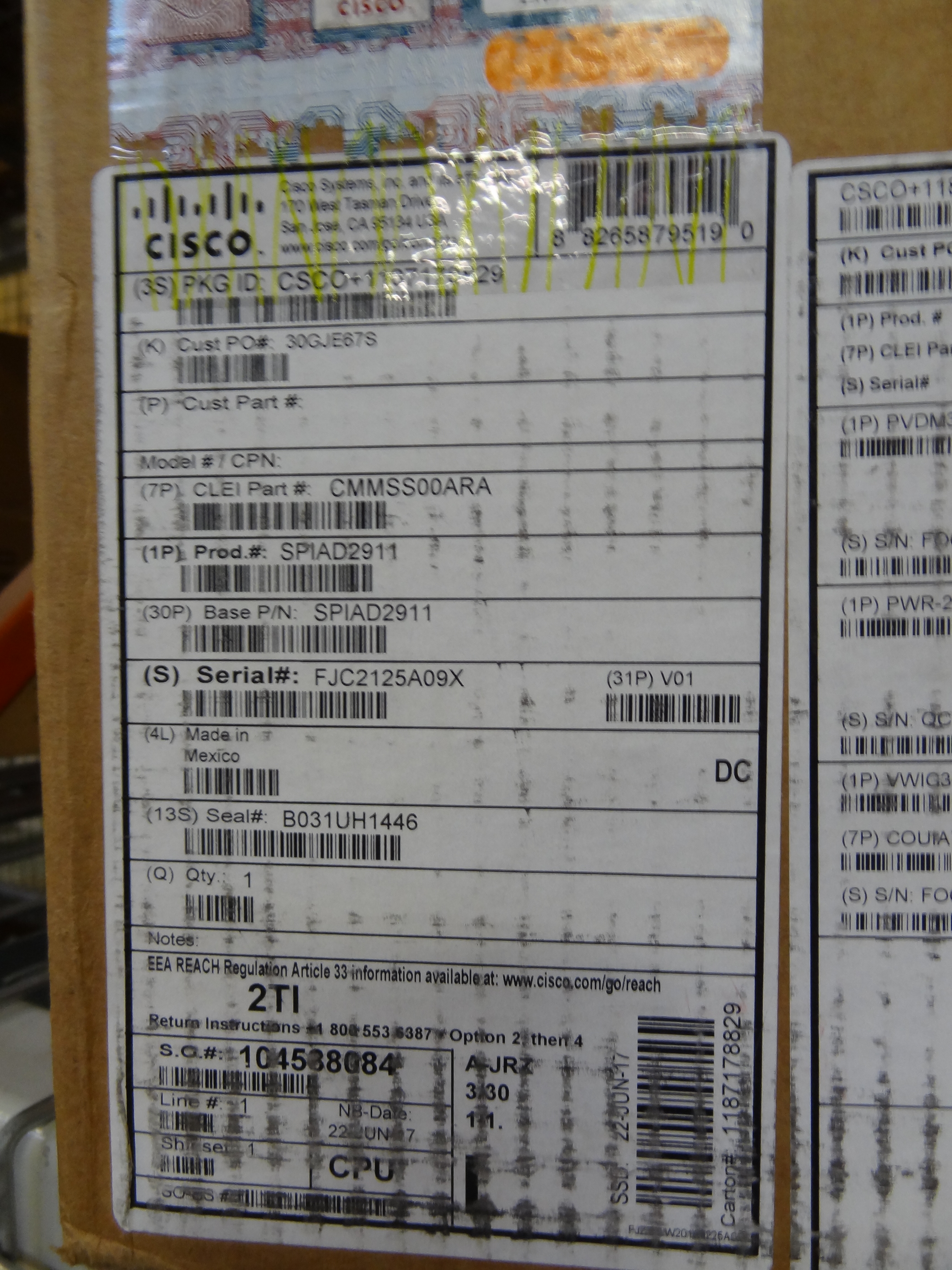 CISCO SPIAD2911 SPIAD2911 W CME,16FXS,PVDM3-32,UC *New Sealed* 