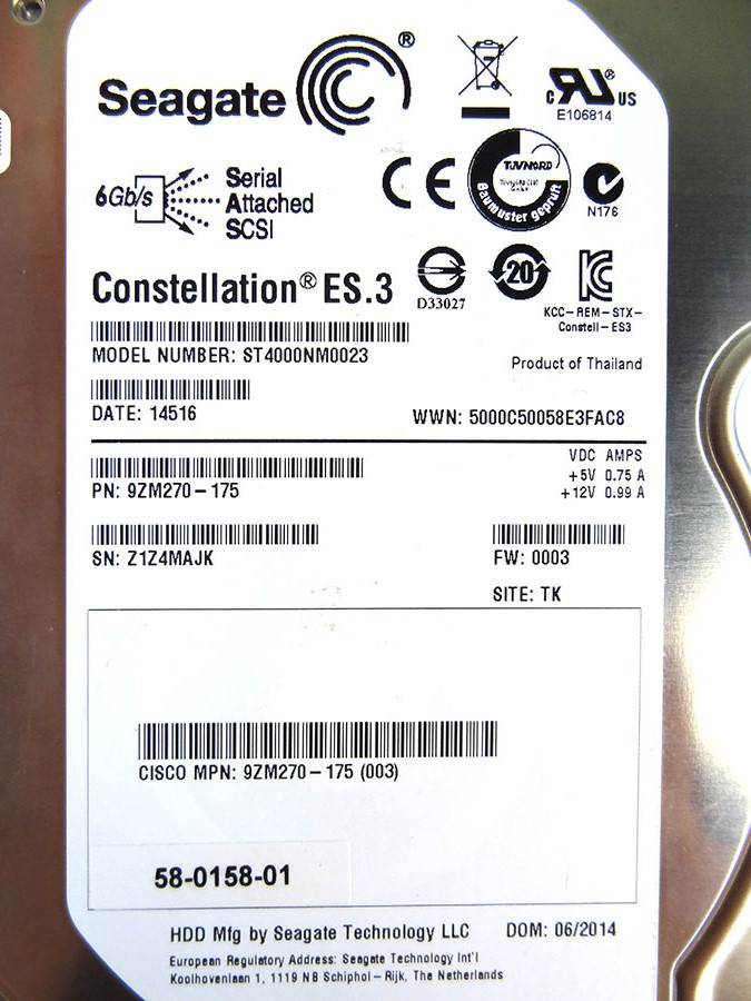 CISCO UCS-HD4T7KS3-E 4TB SAS 7.2K RPM 3.5 HDD