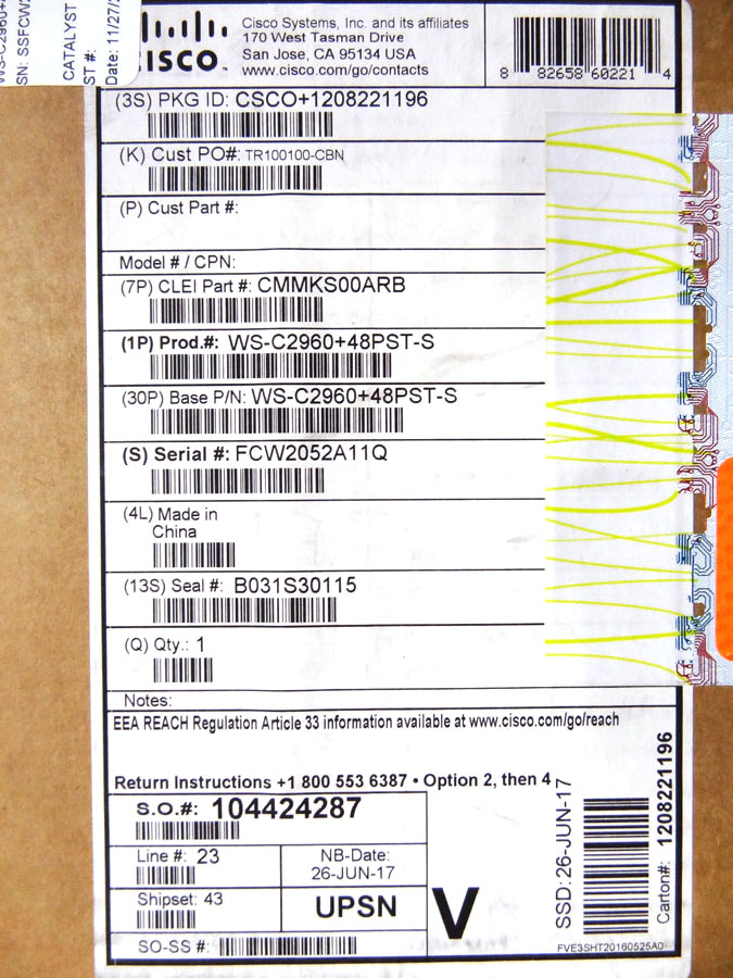 CISCO WS-C2960+48PST-S CATALYST 2960 PLUS 48 PORT 10/100 SWITCH *New Sealed* 