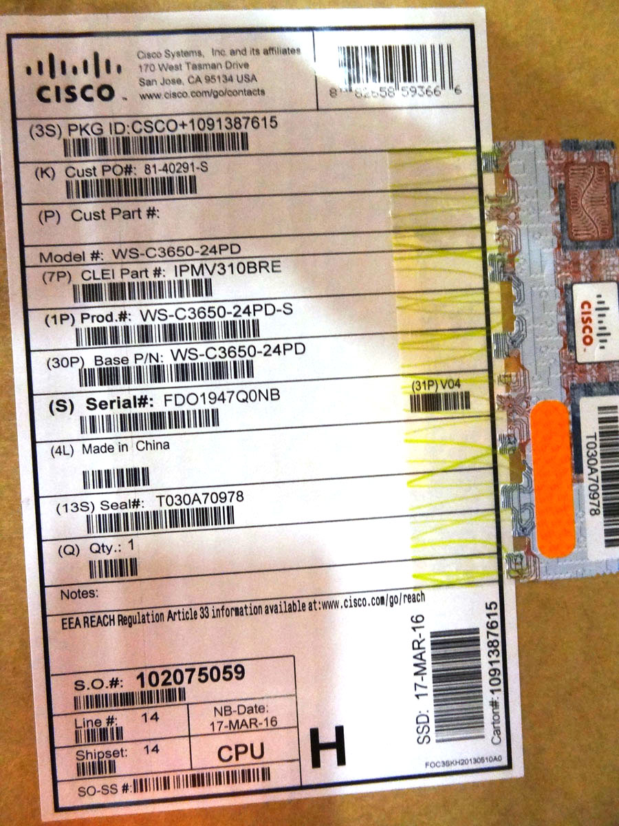 CISCO WS-C3650-24PD-S CATALYST 3650-24PD-S, STANDALONE SWITCH *New Sealed* 