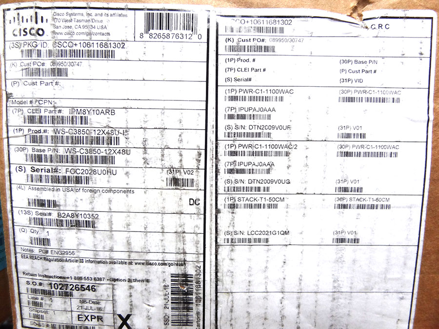 CISCO WS-C3850-12X48U-L CATALYST 3850 48 PORT SWITCH *New Sealed*