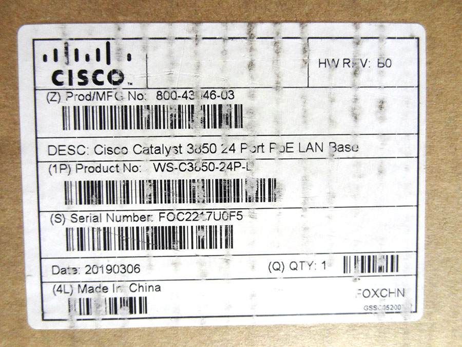 CISCO WS-C3850-24P-L 24PT POE+ GE, LAN BASE SWITCH 715W SWITCH *New Open Box*