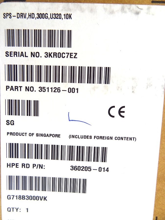 COMPAQ 351126-001 300GB U320 10K DISK DRIVE *New Sealed* - 350964-B22, 404701-001 