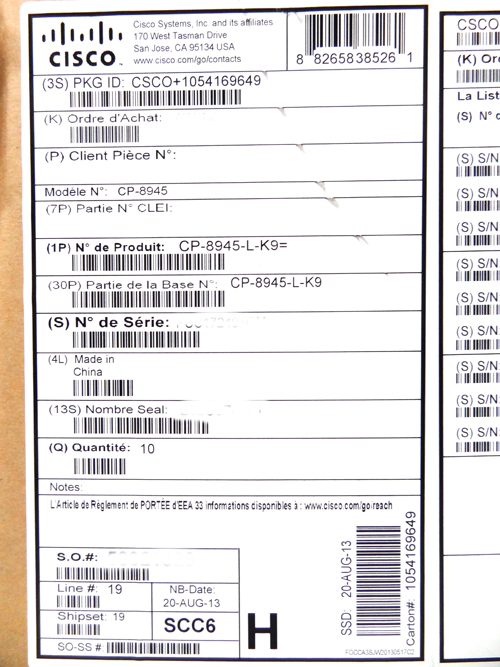 Cisco CP-8945-L-K9 Unified Phone 8945, Phantom Grey, Slimline Handset 