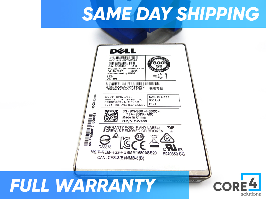 DELL CW988 800GB SAS 12G MLC 2.5 SSD