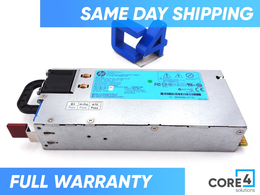HP 660184-001 460W 1U HE POWER SUPPLY - 656362-B21, 643954-301, 643954-001, 643931-001 