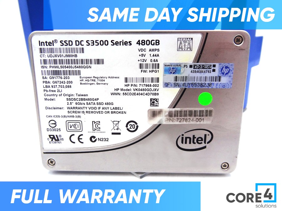 HP 727824-001 480GB 6G SATA SSD QR VE LFF - 718183-B21, 718296-001 