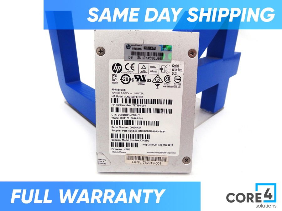 HP 767896-001 400GB SAS 6G LE SFF SC PLP SSD