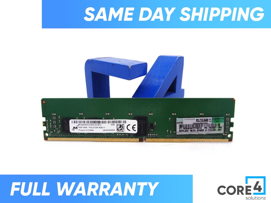 HP 774169-001 4GB (1X4GB) SINGLE RANK MEMORY - 726717-B21, 752367-081 