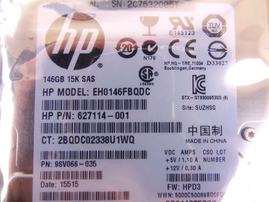 HP 653950-001 146GB 6G SAS 15K RPM SFF *New Bulk* - 652605-B21