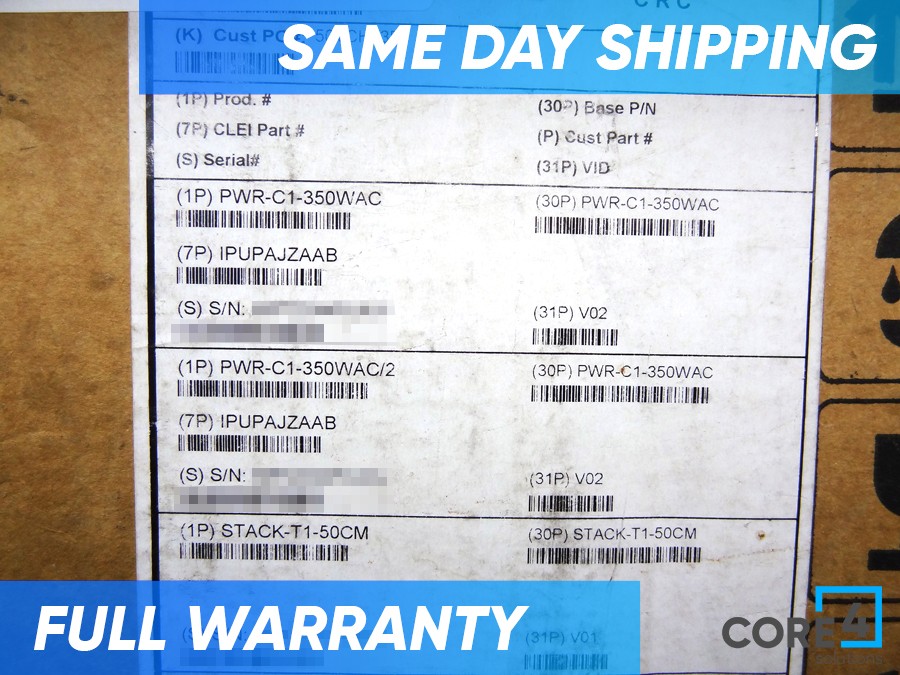 CISCO PWR-C1-350WAC C3850 350WATT POWER SUPPLY - New Factory Sealed