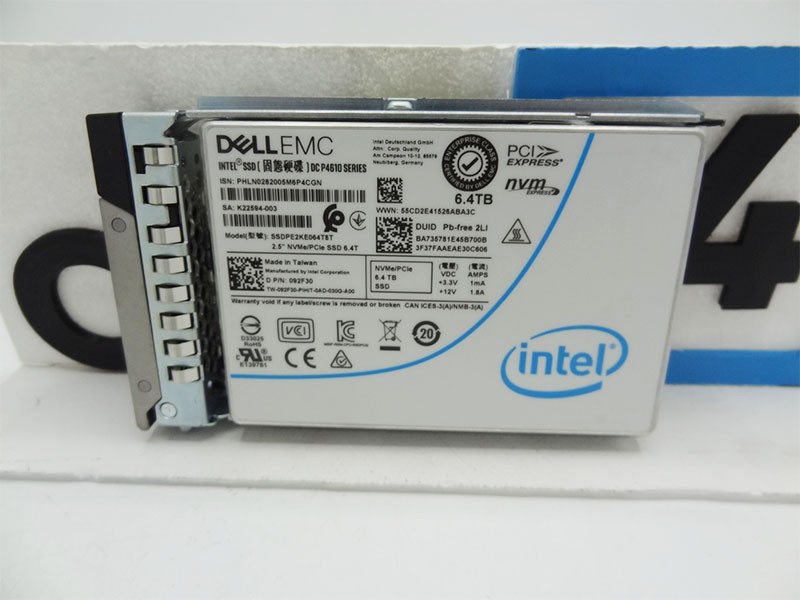 DELL SSDPE2KE064T8T 6.4TB NVME GEN3 U.2 DC P4610 2.5 SSD (92F30)