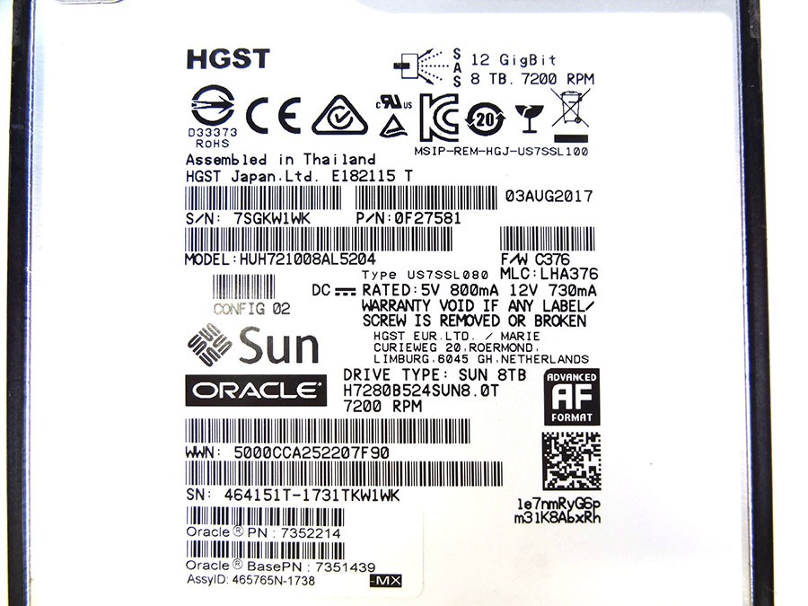 SUN 7352214 8TB 7.2K SAS DISK DRIVE - 7351439