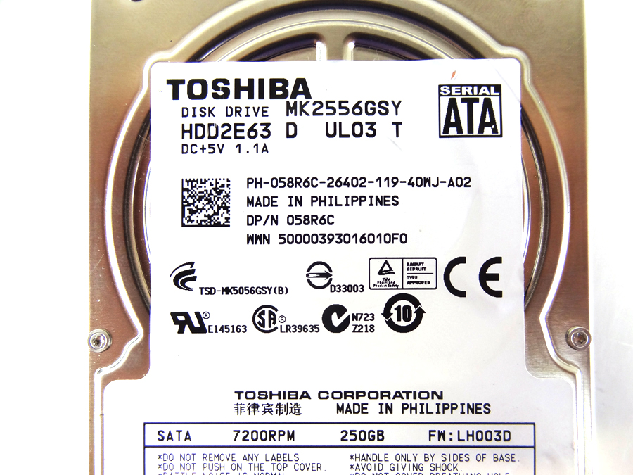 DELL 58R6C 250GB SATA 7.2K 2.5 HDD 