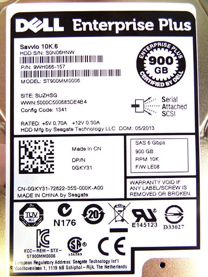 DELL GKY31-CML 900GB SAS 10K 2.5 6GBPS SC220 HDD
