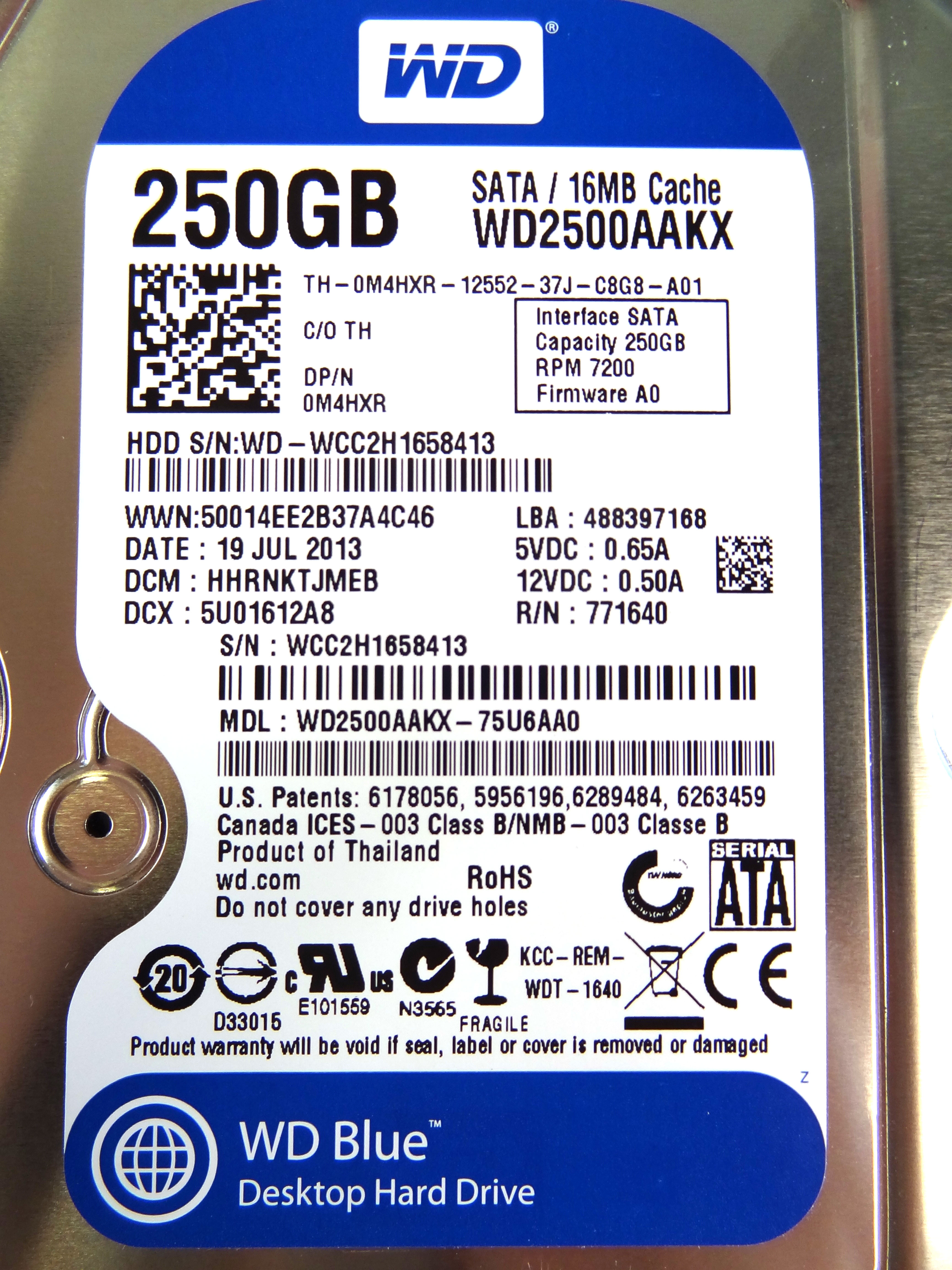 DELL M4HXR 250GB 3.5 7.2K 16M SATA HDD