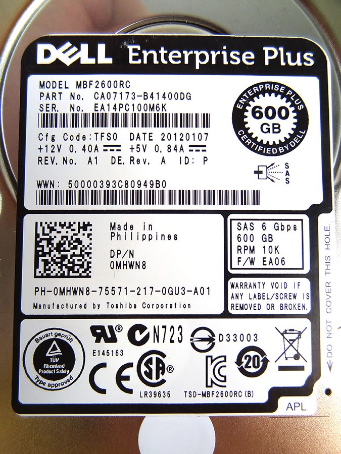 DELL MHWN8 EQUALLOGIC 600GB SAS 10K 6GBPS 2.5 - MBF2600RC