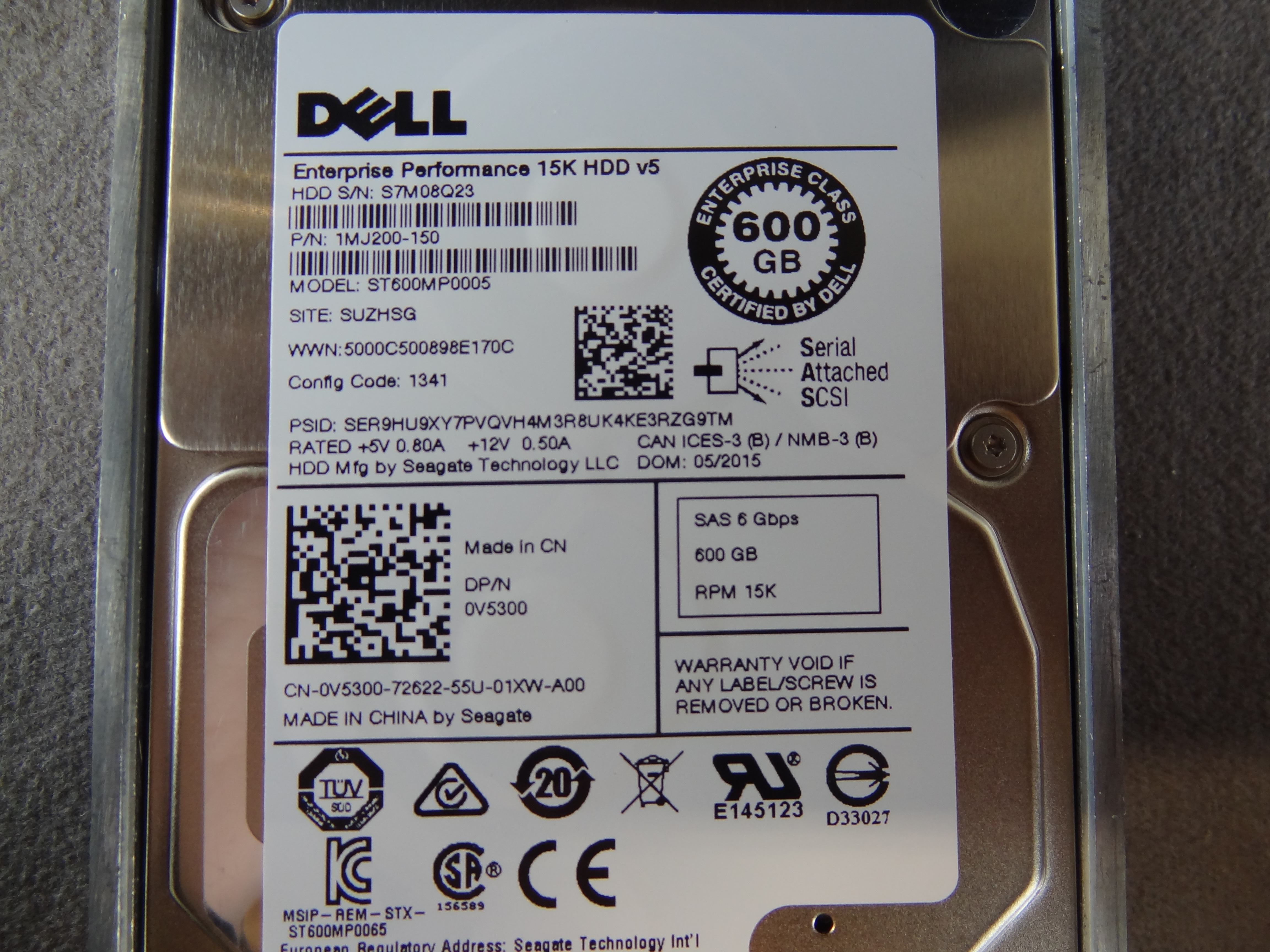 DELL V5300 600GB 15K SAS 2.5 6GBPS