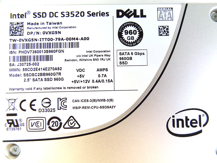 DELL VXG5N 960GB 2.5 6G SFF SATA SSD