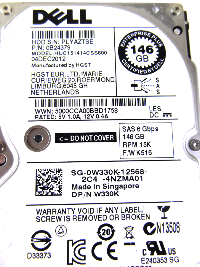 DELL W330K 146GB 15K 2.5 SAS 6GBPS HDD