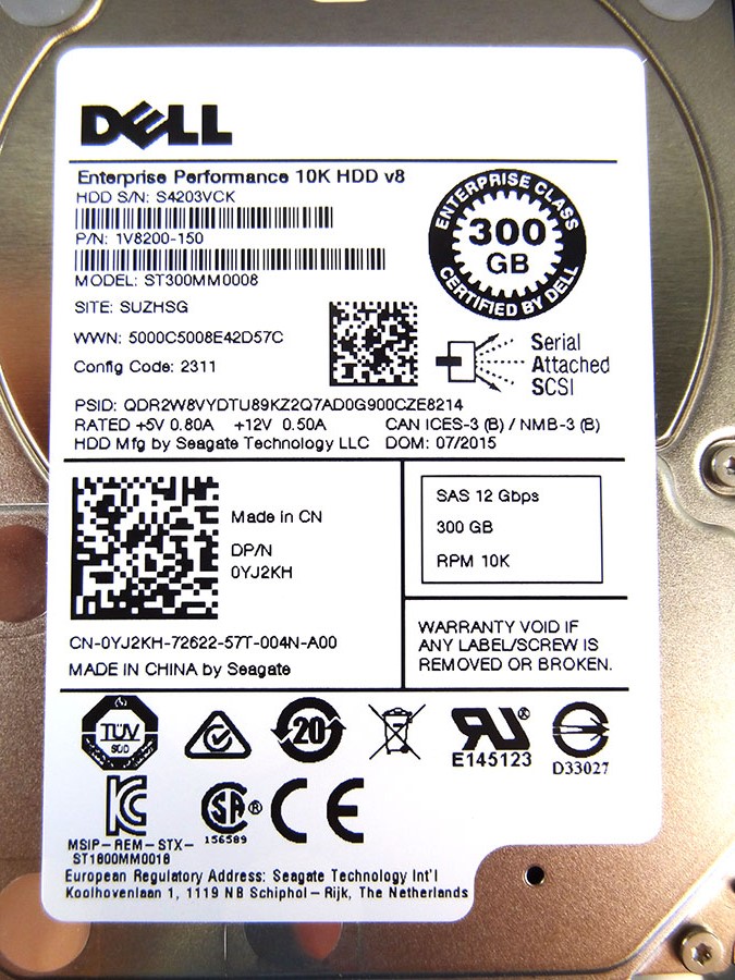DELL YJ2KH 300GB 10K SAS 2.5 12GBPS HD