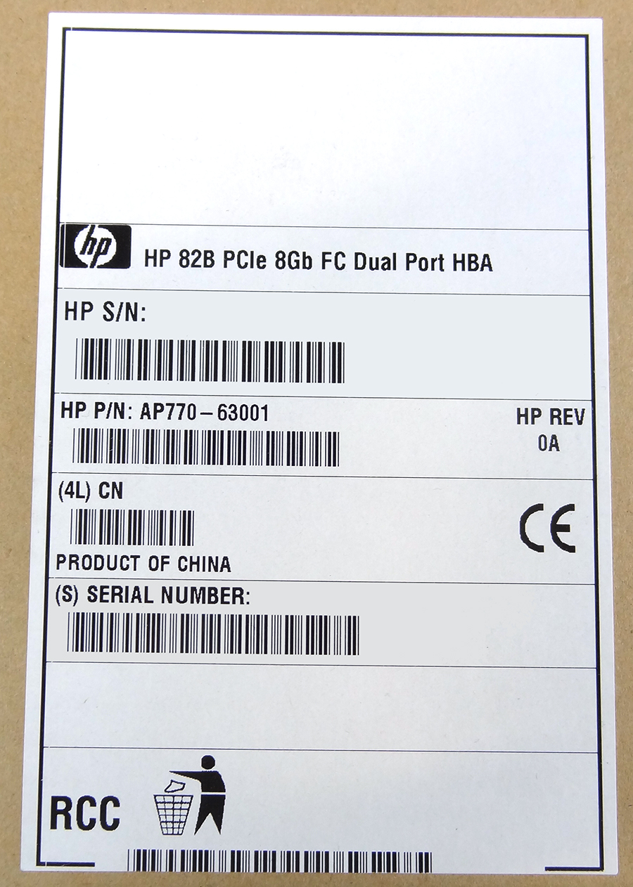 HP AP770A 82B PCI-E 8GB FC DUAL HBA