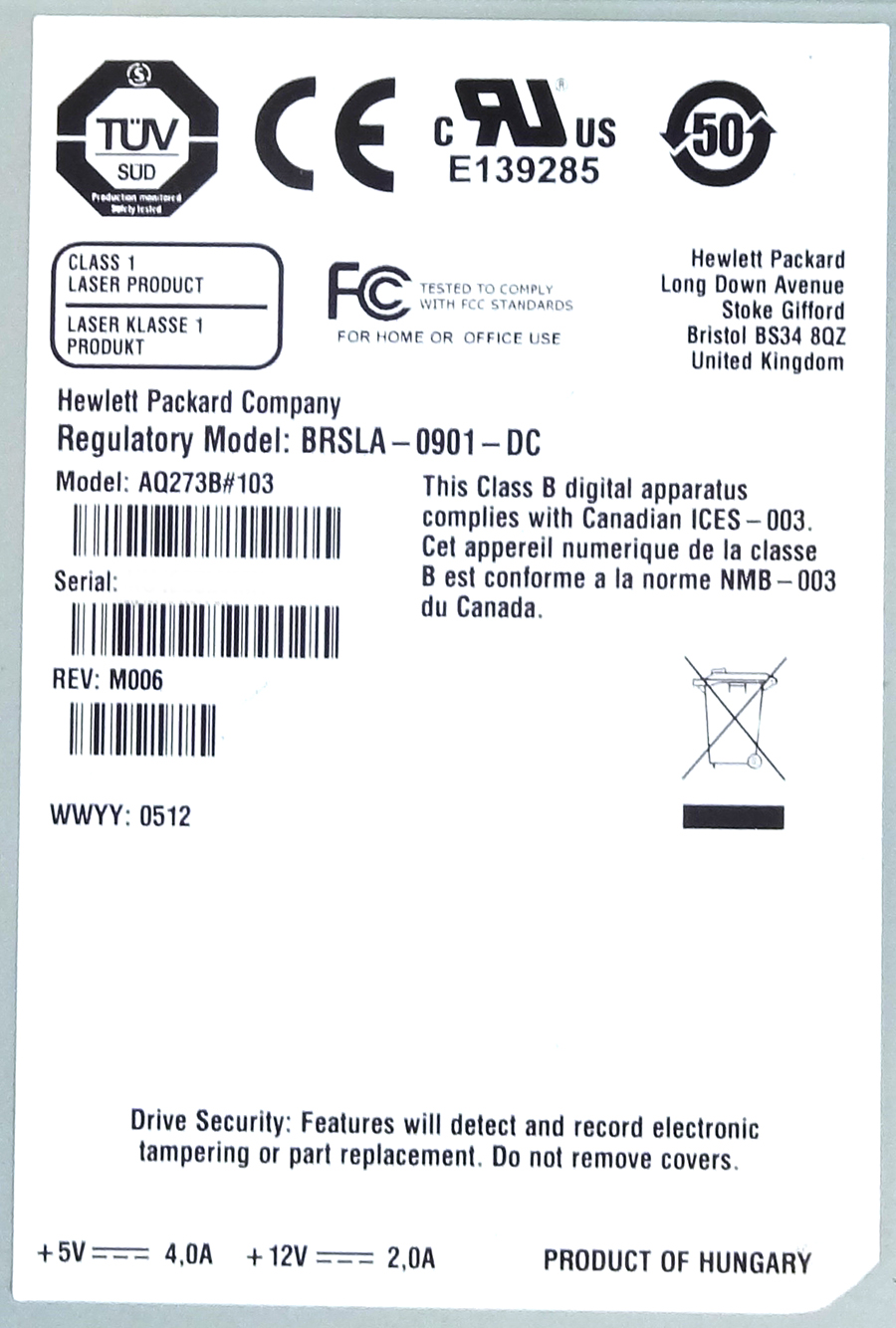 HP BL535A 1.5TB3TB STORAGEWORKS MSL LTO-5  ULTRIUM 3280 FC DRIVE UPGRADE KIT TAPE LIBRARY DRIVE MODULE
