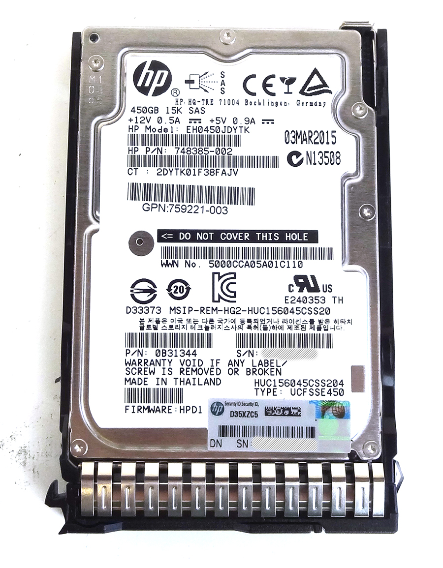 HP 759547-001 HP 450GB 12G SAS 15K 2.5          