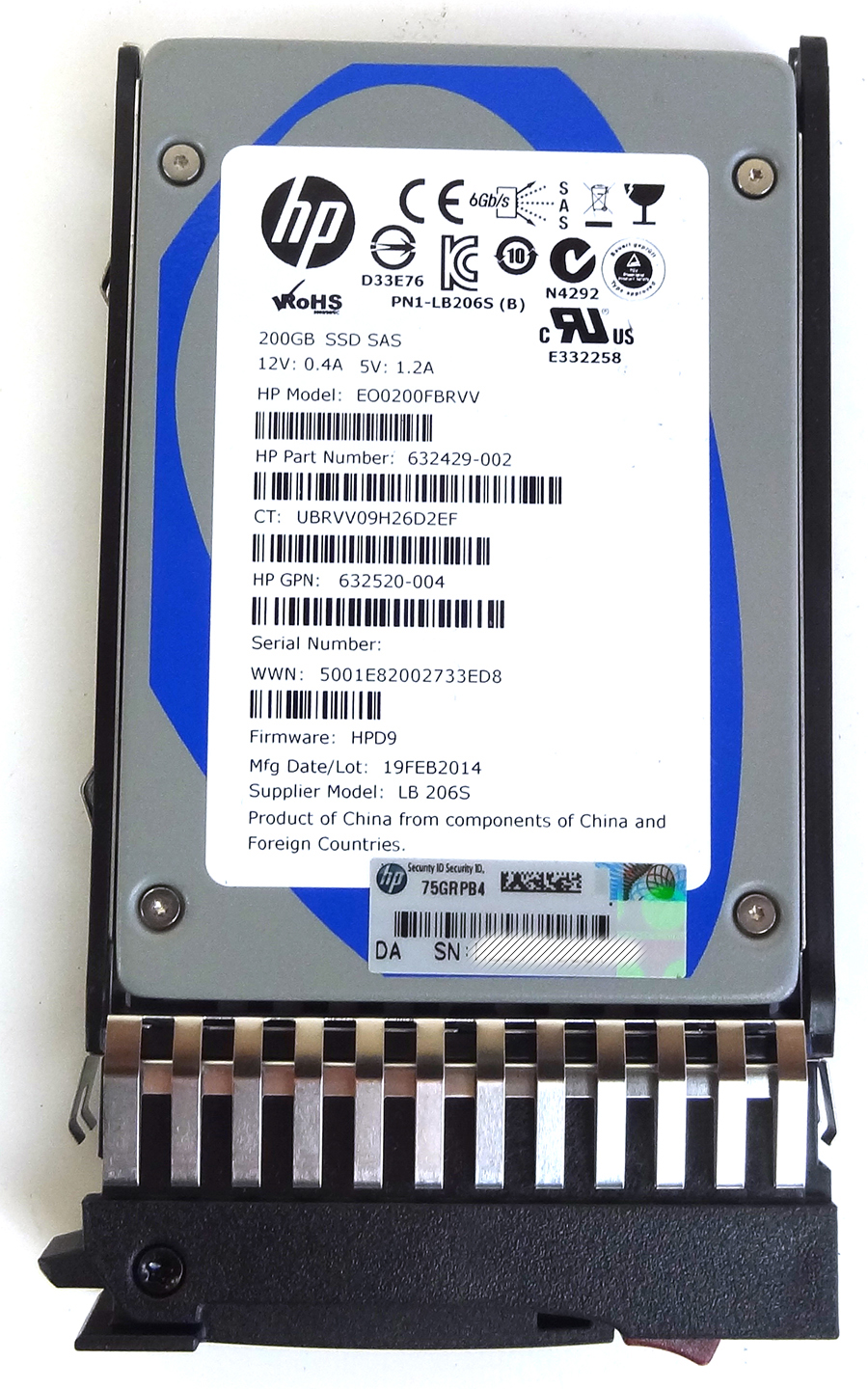 HP 632492-B21 200GB 2.5INCH SAS 6GBITS SLC SFF HOT PLUG ENTERPRISE PERFORMANCE SOLID STATE DRIVES  FOR HP PROLIANT SERIES