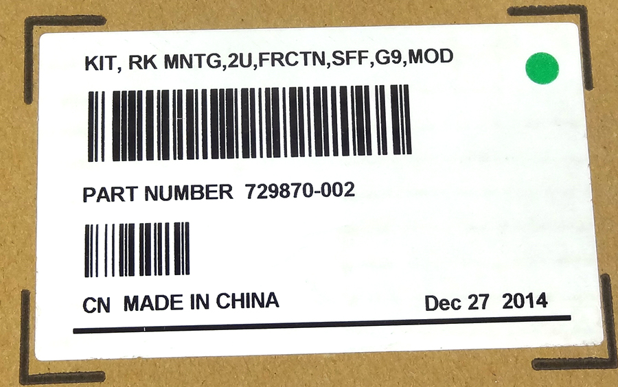 HP 729870-001 DL380 G9 2U SFF EASY INSTALL RACK KIT - 729870-002