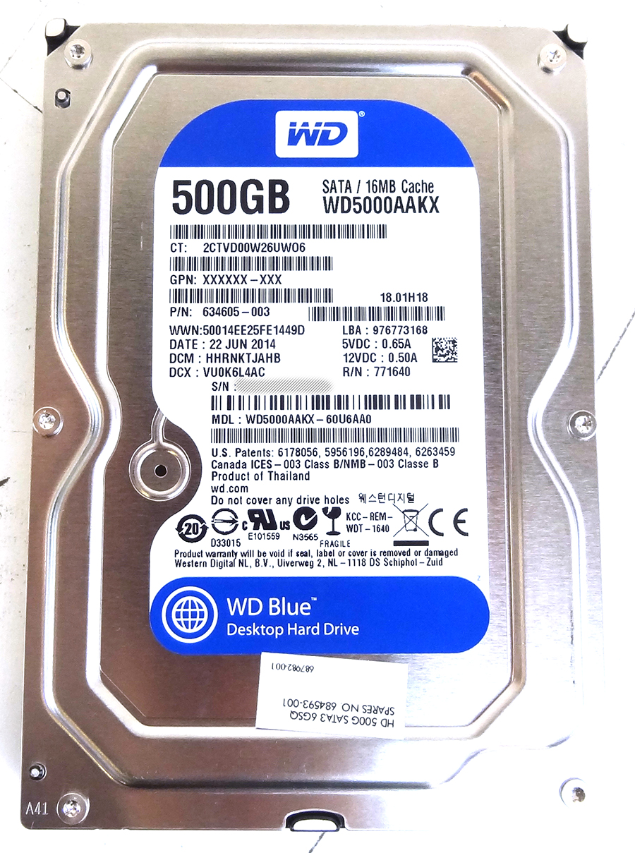 HP 684593-001 500GB 7200RPM SERIAL ATA-6G 3.5INCH INTERNAL HARD DRIVE WITH TRAY