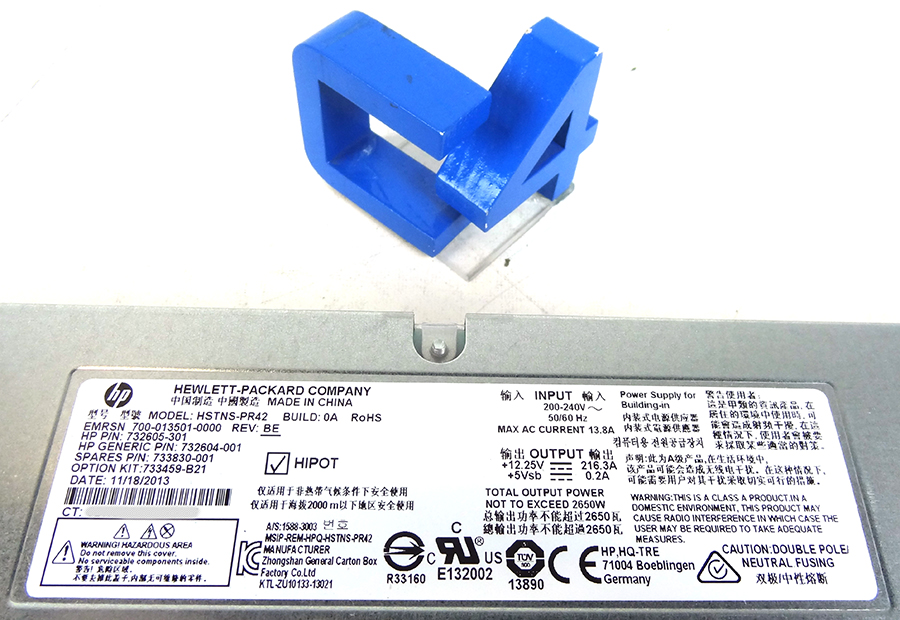 HP 733830-001 2650 WATT PLATINUM HOT PLUG POWER SUPPLY FOR BLADESYSTEM C7000 ENCLOSURE