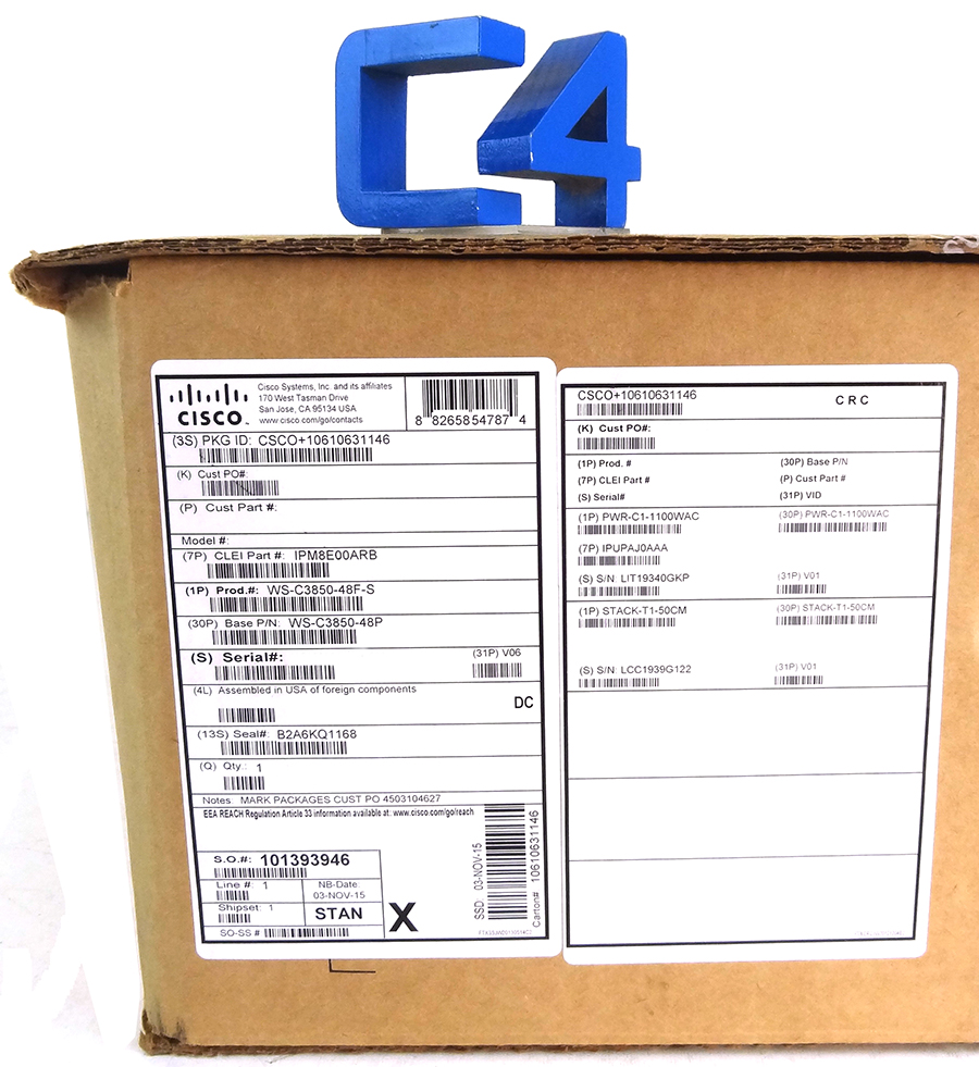 CISCO WS-C3850-48F-S CAT 3850 48PORT FULL POE IP BASE