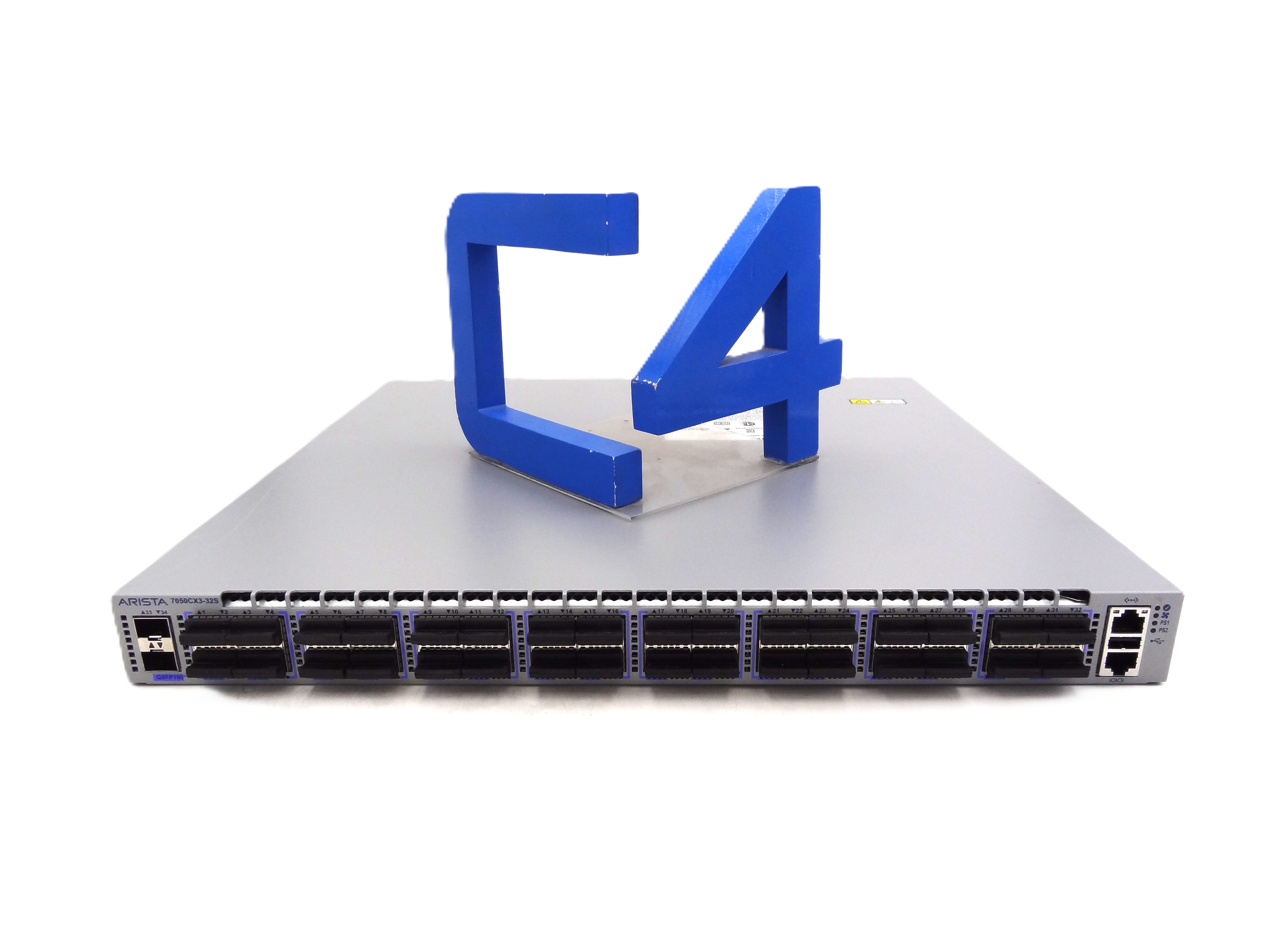 ARISTA DCS-7050CX3-32S-R 7050X3, 32x100GbE QSFP+ & 2xSFP+ switch, R-to-F air, 2x AC