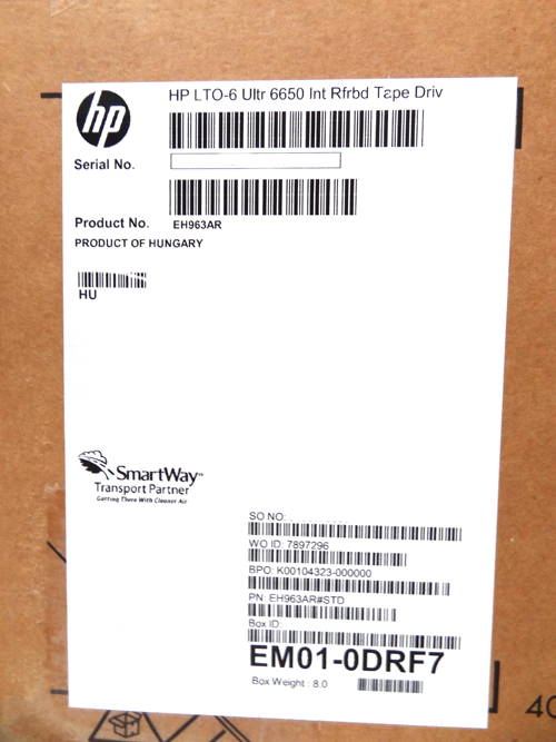HP EH963A 2.5/6.25TB STOREEVER LTO-6 ULTRIUM 6650 SAS INTERNAL TAPE DRIVE- RENEW