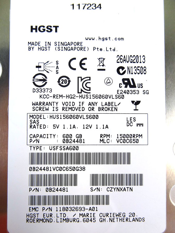 EMC 005049677 600GB 15K SAS 3.5 6G VNX5300 - 005049274, V3-VS15-600